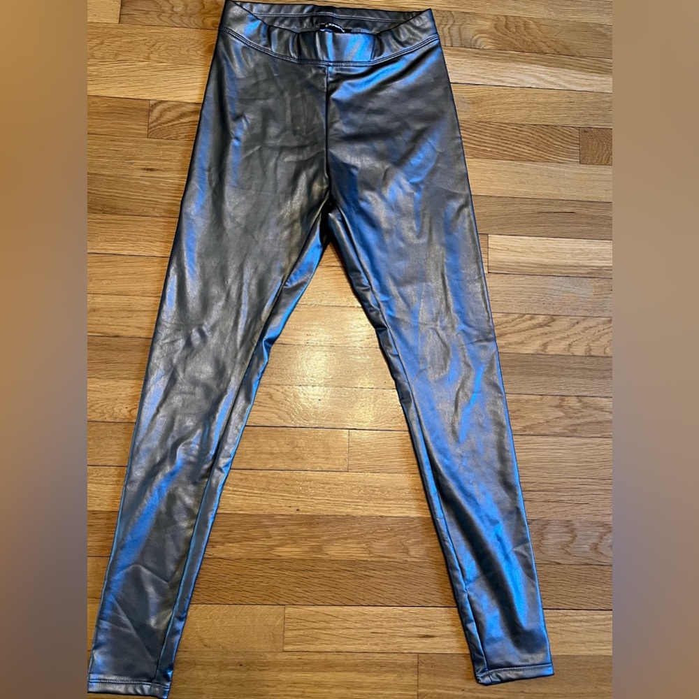 Express Silver Faux Leather Leggings #metallic #vegan